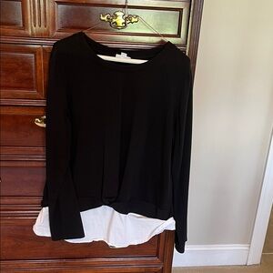 J. Jill Black and White Layered Long Sleeve Top